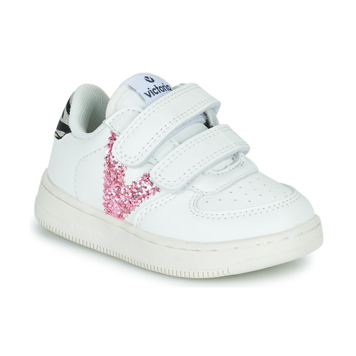 Scarpe Bambina Sneakers basse Victoria TIEMPO EFECTO PIEL & FAN Bianco / Rosa