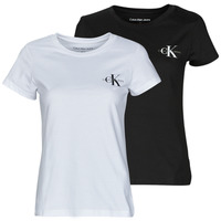 Abbigliamento Donna T-shirt maniche corte Calvin Klein Jeans 2-PACK MONOLOGO SLIM TEE Nero / Bianco