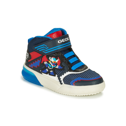 Scarpe Bambino Sneakers alte Geox J GRAYJAY BOY B Blu / Rosso