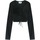Abbigliamento Donna T-shirts a maniche lunghe Sixth June T-shirt crop top femme  Cordon Details Nero