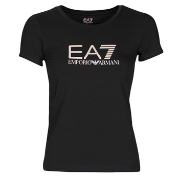 Abbigliamento Donna T-shirt maniche corte Emporio Armani EA7 8NTT66 Nero / Logo / Iride / Grigio / En / Cielo