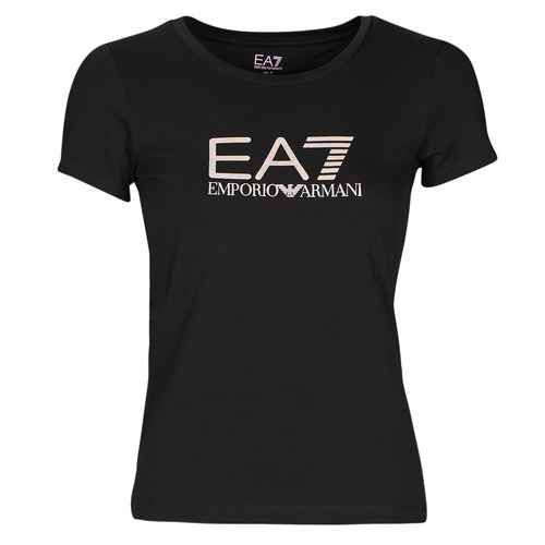 Abbigliamento Donna T-shirt maniche corte Emporio Armani EA7 8NTT66 Nero / Logo / Iride / Grigio / En / Cielo