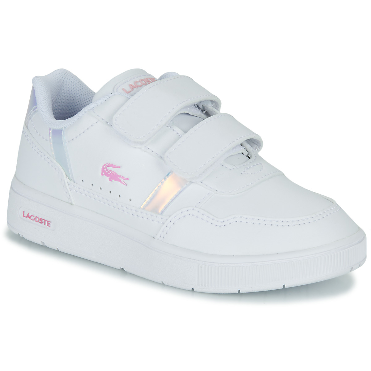 Scarpe Bambina Sneakers basse Lacoste T-CLIP Bianco / Iride
