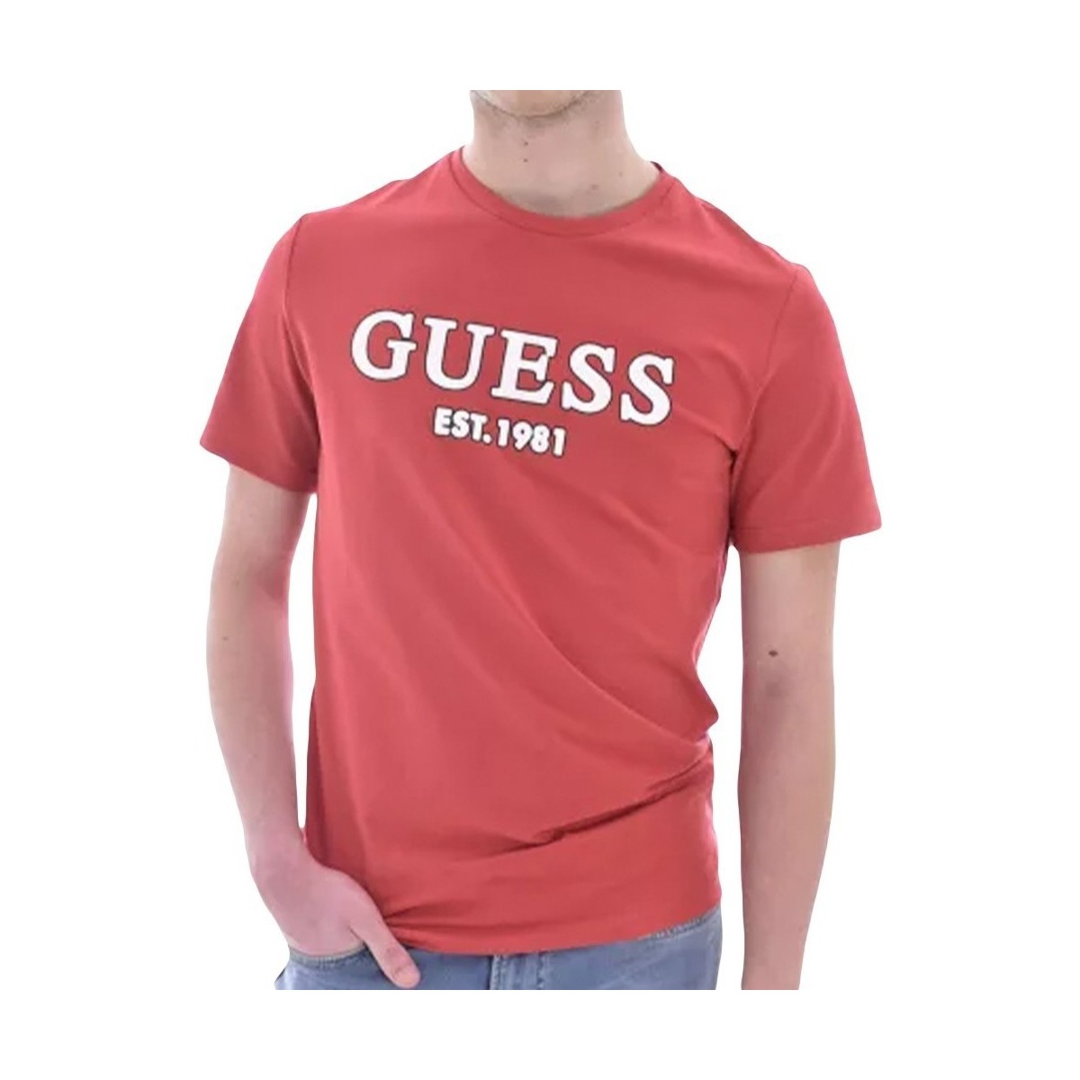 Abbigliamento Uomo T-shirt maniche corte Guess logo original Rosso