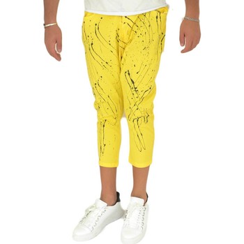 Abbigliamento Uomo Jeans Malu Shoes Jeans slim fit color giallo, schizzi di colore nero chiusura co GIALLO