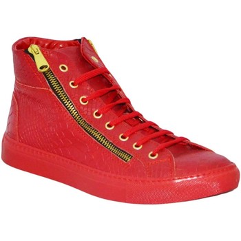 Scarpe Uomo Sneakers alte Made In Italia Stivaletto Californiano con zip Rosso