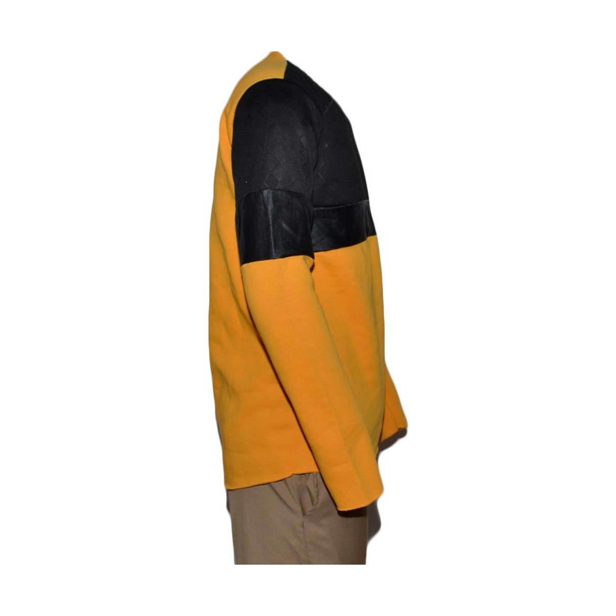 Abbigliamento Uomo Felpe Made In Italia Felpa uomo giallo e nera con ecopelle nero lunga girocollo Giallo