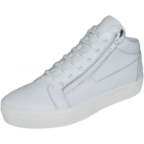 Scarpe Uomo Sneakers alte Malu Shoes Sneakers alta uomo fondo doppio bianco antiscivolo due zip vera Bianco