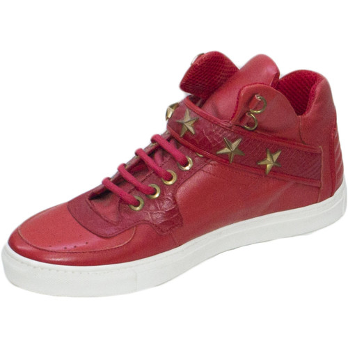 Scarpe Uomo Sneakers alte Malu Shoes sneakers art 7658 rosso strappo lacci fondo antiscivolo comfort Rosso