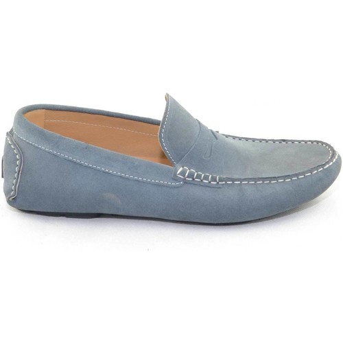 Scarpe Uomo Mocassini Malu Shoes mocassino car shoes uomo celeste scuro comfort man casual made Blu