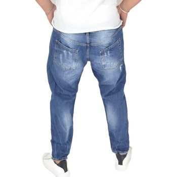 Abbigliamento Uomo Jeans Malu Shoes Pantaloni Jeans blu scuro denim biker. Skinny fit. Chiusura con BLU