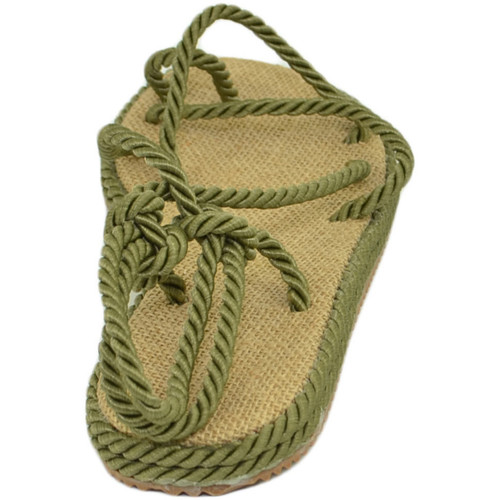 Scarpe Donna Sandali Malu Shoes Sandali bassi donna verde militare con corda di canapa suola in Verde