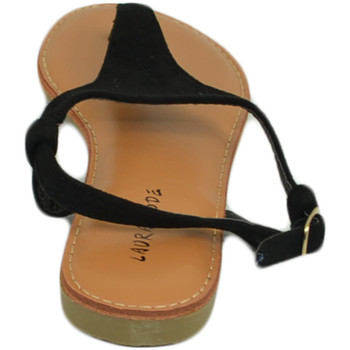 Scarpe Donna Sandali Malu Shoes Sandalo basso nero infradito in morbida alcantara cinturino all Nero