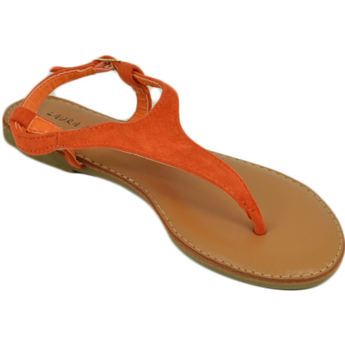 Scarpe Donna Sandali Malu Shoes Sandalo basso arancione infradito in morbida alcantara cinturin Multicolore