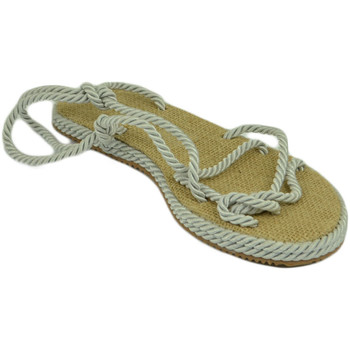 Scarpe Donna Sandali Malu Shoes Sandali bassi donna ghiaccio con corda di canapa suola in cordo Grigio