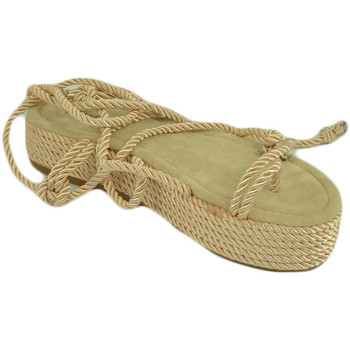 Scarpe Donna Tronchetti Malu Shoes Sandali platform donna beige con corda di canapa suola in cordo Beige