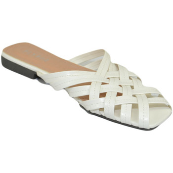 Scarpe Donna Ciabatte Malu Shoes Sabot mules pantofolina donna flat a punta quadrata tallone sco Bianco