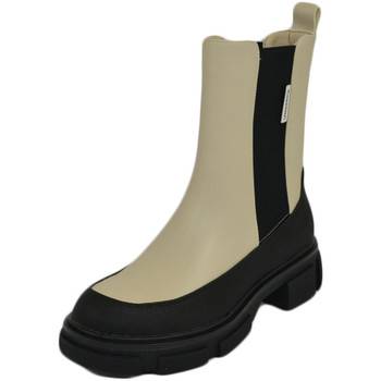 Scarpe Donna Stivaletti Malu Shoes Stivaletti donna platform chelsea boots combat beige nero imper Beige