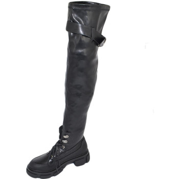 Image of Stivali Malu Shoes Scarpe Stivali donna alto nero sopra ginocchio elastico platform calzi