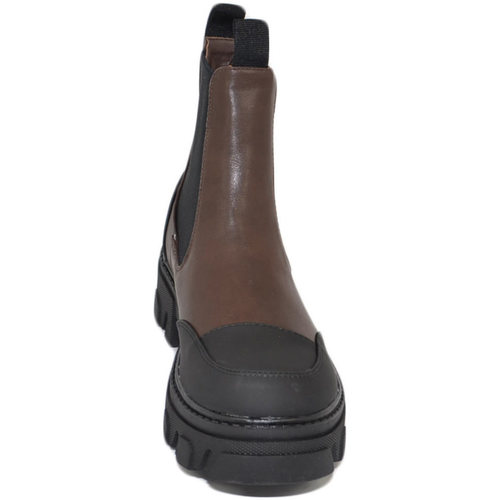 Scarpe Donna Stivaletti Malu Shoes Stivaletti donna platform boots combat bicolore marrone punta n Marrone