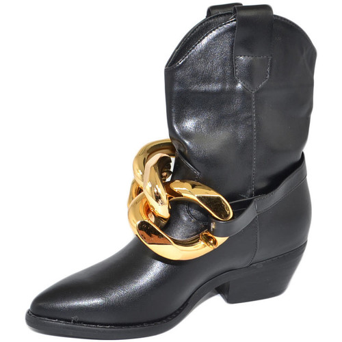 Scarpe Donna Stivaletti Malu Shoes Stivale Camperos donna neri texano tacco basso western in pelle Nero