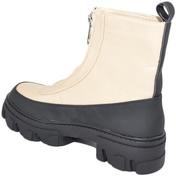 Scarpe Donna Stivaletti Malu Shoes Stivaletti donna platform zip frontale boots combat panna nero Beige