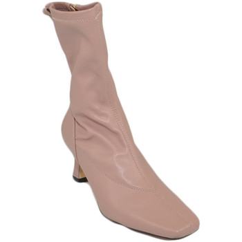Scarpe Donna Tronchetti Malu Shoes Stivaletti tronchetti donna pelle rosa punta quadrata effetto c Rosa