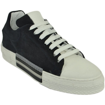 Scarpe Uomo Sneakers basse Malu Shoes Custom 511 sneakers bicolore uomo in vera pelle camoscio blu e Blu