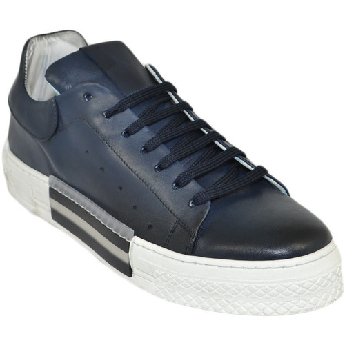 Scarpe Uomo Sneakers basse Malu Shoes Custom 511 sneakers bicolore uomo in vera di nappa blu navy con Blu