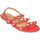 Scarpe Donna Sandali Malu Shoes Sandalo basso Positano donna fascetta rosso con borchie oro fon Rosso