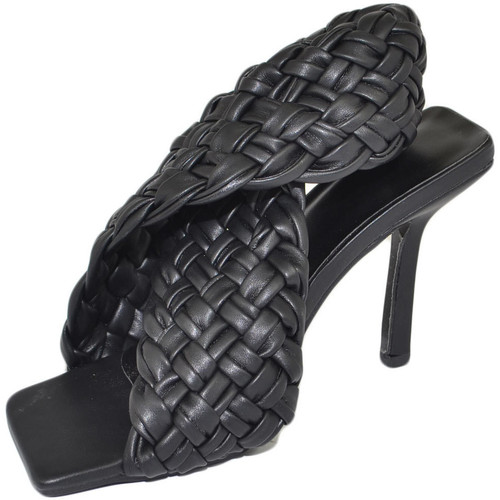 Scarpe Donna Sandali Malu Shoes Sandalo donna nero mules con tacco a spillo 10 fascia incrociat Nero