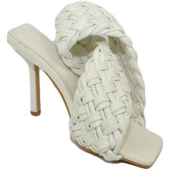 Scarpe Donna Sandali Malu Shoes Sandalo donna bianco mules con tacco a spillo 10 fascia incroci Bianco