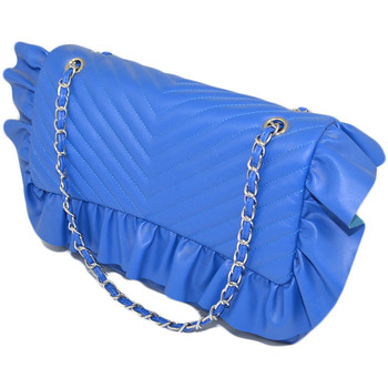 Image of Borsa Malu Shoes Scarpe Pochette rigida oversize clutch blu a forma di lettera con rouh