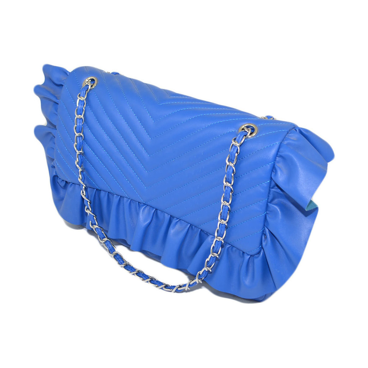 Borse Donna Borse Malu Shoes Pochette rigida oversize clutch blu a forma di lettera con rouh Blu
