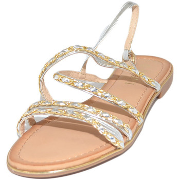 Scarpe Donna Sandali Malu Shoes Sandalo basso positano donna fascetta con catena oro incrociata Multicolore