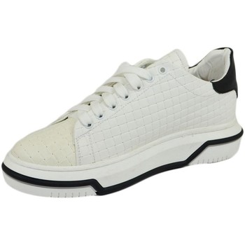 Scarpe Uomo Sneakers basse Malu Shoes Scarpa sneakers uomo bassa in vera pelle intrecciata bianco con Bianco