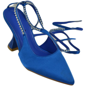 Scarpe Donna Décolleté Malu Shoes Scarpe decollete mules donna elegante punta in raso blu tacco m Blu