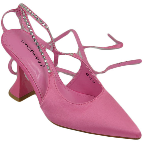 Scarpe Donna Décolleté Malu Shoes Scarpe decollete mules donna elegante punta in raso fucsi tacco Rosa