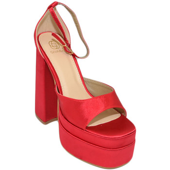 Scarpe Donna Sandali Malu Shoes SANDALO DONNA TACCO IN RASO ROSSO TACCO DOPPIO 15 CM PLATEAU 6 Rosso