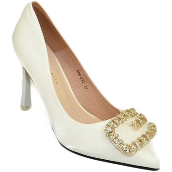 Scarpe Donna Décolleté Malu Shoes Scarpe decollete donna bianco elegante gioiello fermaglio quadr Bianco