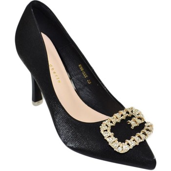 Scarpe Donna Décolleté Malu Shoes Scarpe decollete donna nero elegante gioiello fermaglio quadrat Nero