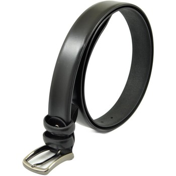 Image of Cintura Malu Shoes Scarpe Cintura uomo vera pelle nero opaca con doppia cucitura fibbia i