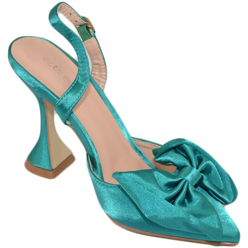 Scarpe Donna Décolleté Malu Shoes Scarpe decollete mules donna elegante punta in raso verde tacco Verde
