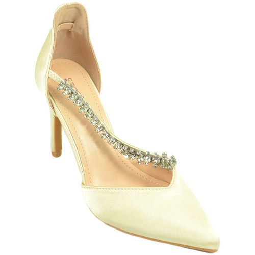 Scarpe Donna Décolleté Malu Shoes Scarpe decollete donna elegante punta in raso oro tacco 10 ceri Oro
