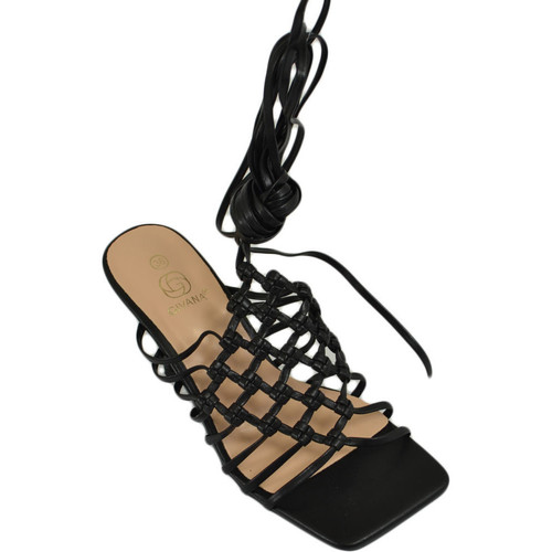 Scarpe Donna Sandali Malu Shoes Sandali donna tacco alto a spillo comodo nero fantasia uncinett Nero
