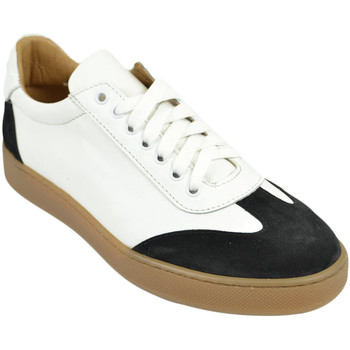 Scarpe Uomo Sneakers basse Malu Shoes Sneakers uomo in vera pelle bianco con talloncino e punta in ca Bianco