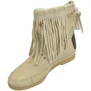 Scarpe Donna Stivaletti Malu Shoes Stivaletti donna estivi indianini beige forati con laccio frang Beige