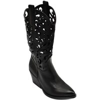 Scarpe Donna Stivali Malu Shoes Stivali donna camperos texani neri ecopelle forato tacco 5 cm w NERO