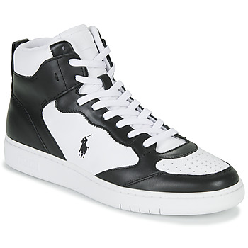 Scarpe Uomo Sneakers alte Polo Ralph Lauren POLO CRT HGH-SNEAKERS-LOW TOP LACE Nero / Bianco