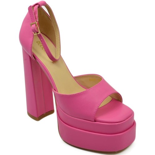 Scarpe Donna Sandali Malu Shoes SANDALO DONNA TACCO IN PELLE FUCSIA TACCO DOPPIO 15 CM PLATEAU Multicolore